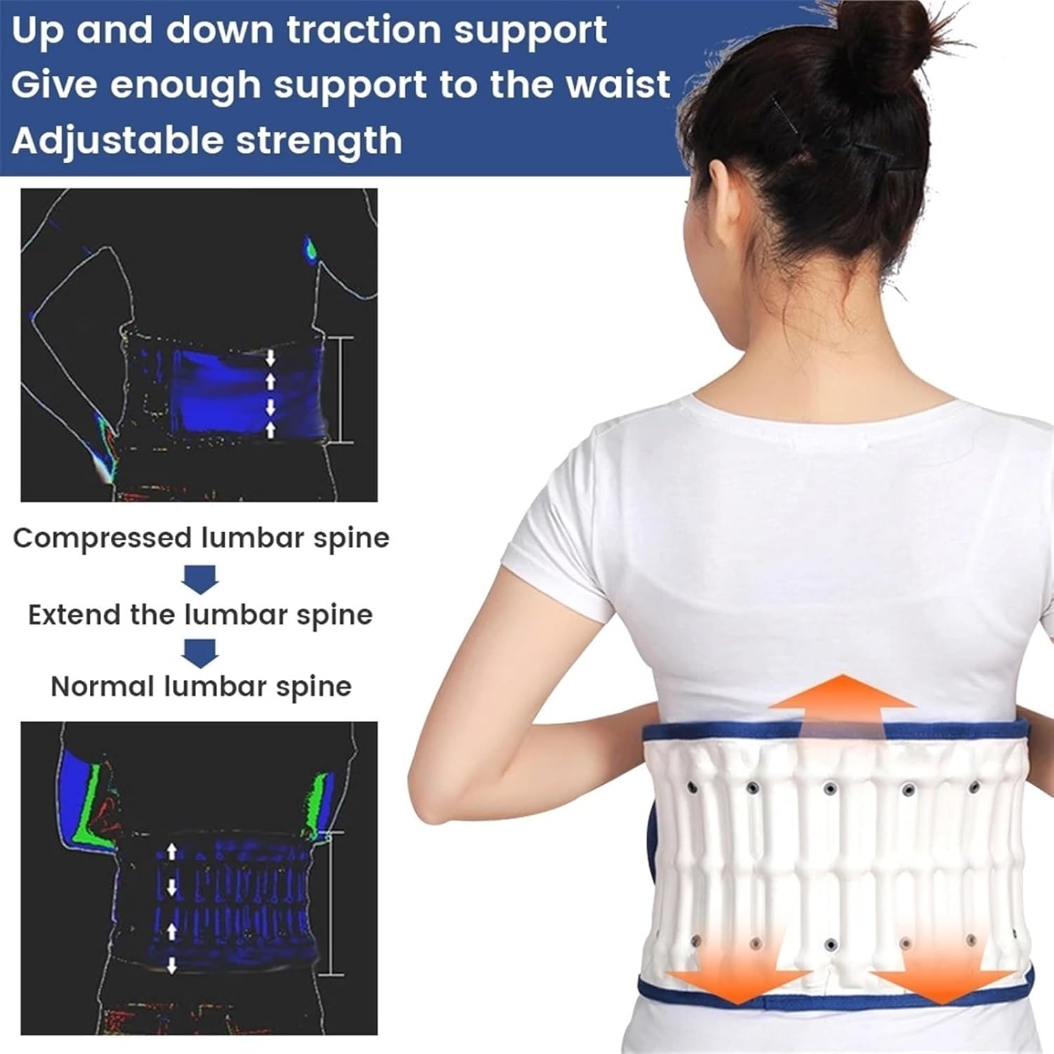 Back Support Decompression Belt Lower Back Brace Lumbar Support Back Traction for Sciatica disc Relief Massage Belt for Lower Back Pain Relief (Color : Red) (Red)
