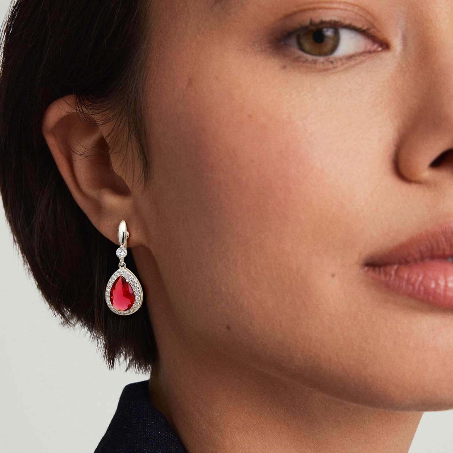 THUNARAZ Elegant Clip on Earrings for Women Sparkling Teardrop Dangle Clip Earrings Non-Pierced Rhinestone Cubic Zirconia Wedding Prom Jewelry 14K Gold and Silver Tone - Image 4