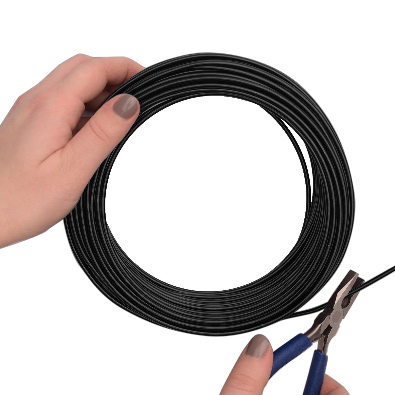 Vaessen Creative Basteldraht und Schmuckdraht 26 m x 3 mm Schwarz – Flexibler Draht zum Basteln für Blumenkranz, Scmuckherstellung und Modellbau