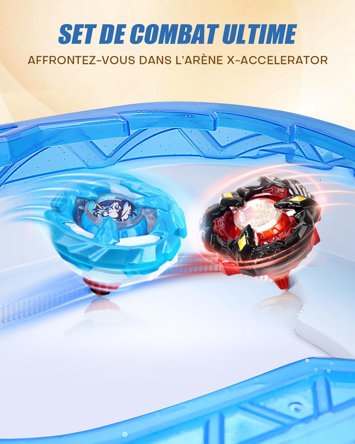Kit de Démarrage X Stadium – Arène avec 6 Toupies de Combat, 2 Lanceurs, Piste d’Accélération & Toit Protecteur. Cadeau pour Enfants dès 6 Ans