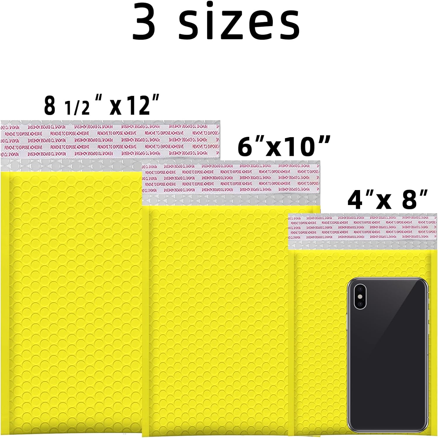 8.5x12 Inches Poly Bubble Mailers, Self Seal and Water Resistant Padded Shipping Bags Envelopes (Usable 8.5x11 Inches, Yellow, 100 Pieces)