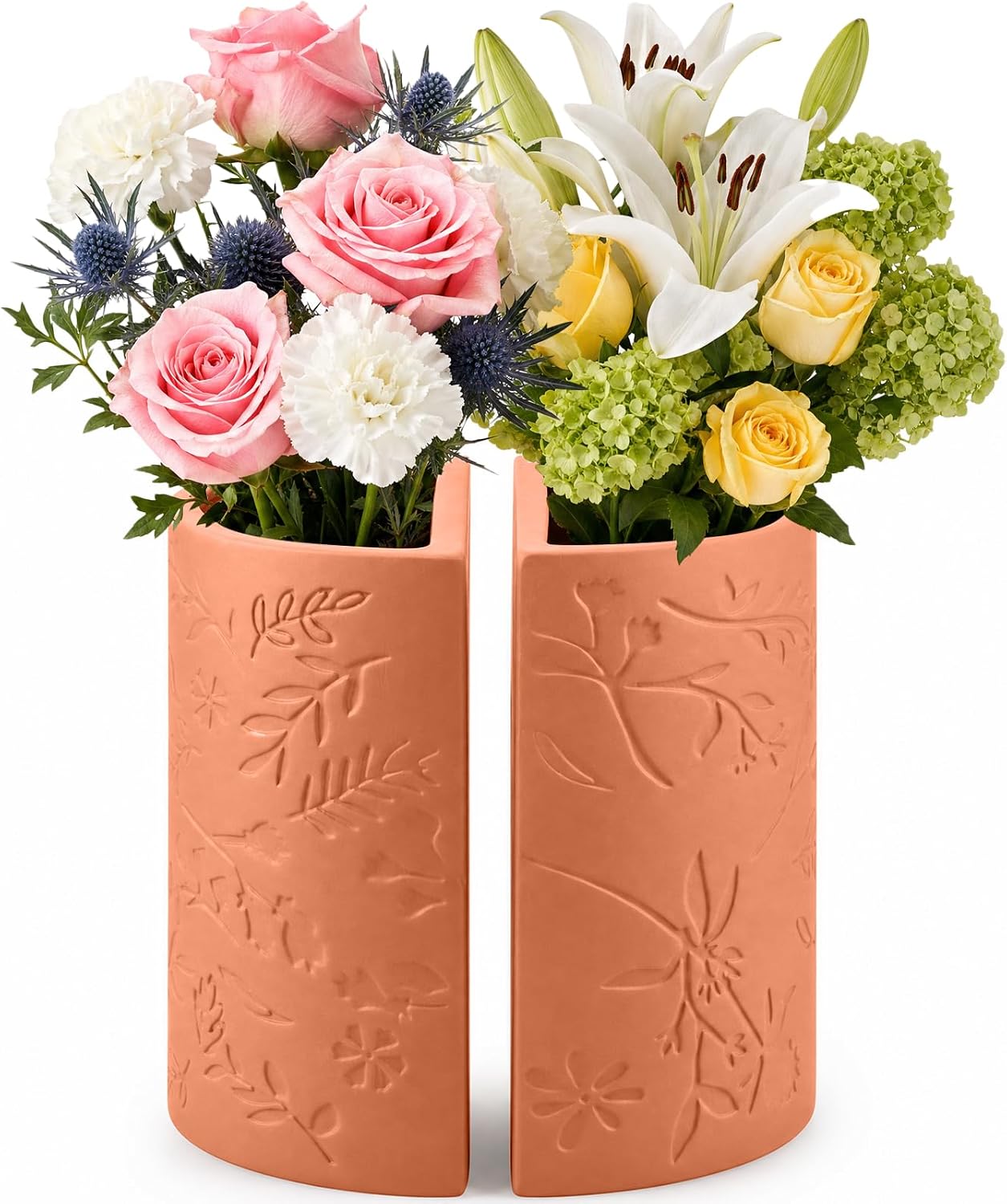 Terracotta Flower Vase for Home Decor, Decorative Vase for Dining Table Decor Fireplace Living Room Bathroom