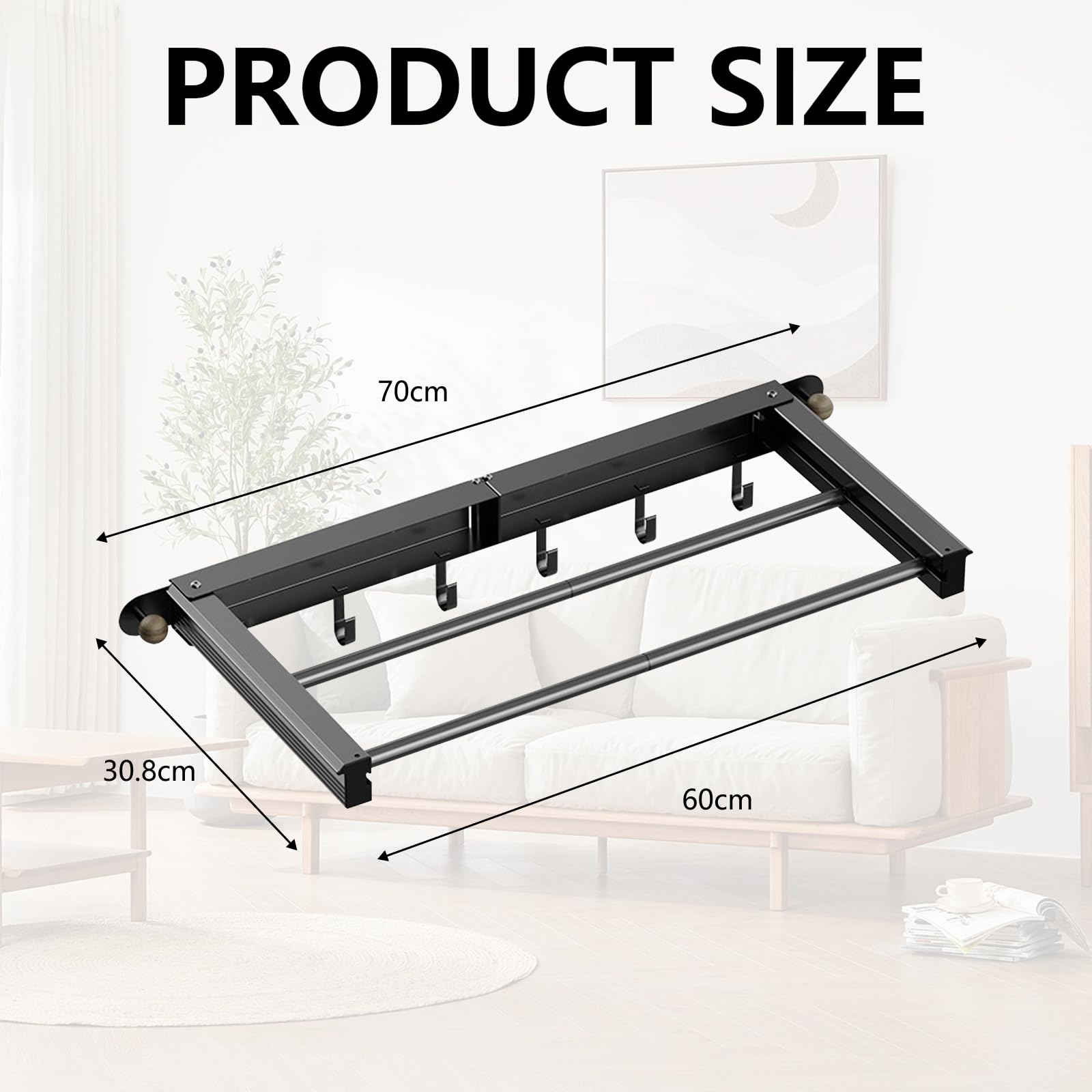 Tendedero Extensible Pared, Tendedero Pared Plegable Retractil con Ganchos Ahorra Espacio Estendal Parede Interior o Exterior para Radiadores Balcones Baños