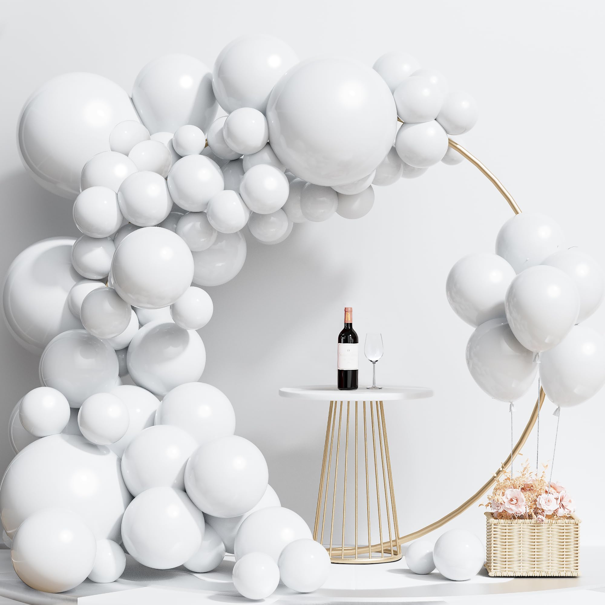 Labeol White Balloons Different Sizes 151PCS 18/12/10/5 Inch White Balloon Garland Arch Kit Quality Latex Balloons Decorations for Wedding Party Birthday Baby Shower Graduation