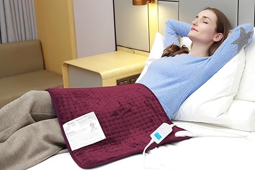 Miniatura 7 de Ruqiji Almohadilla térmica de tamaño King XXXL de 17 x 33 pulgadas con tecnología de calentamiento rápido y 10 ajustes de temperatura, almohadilla