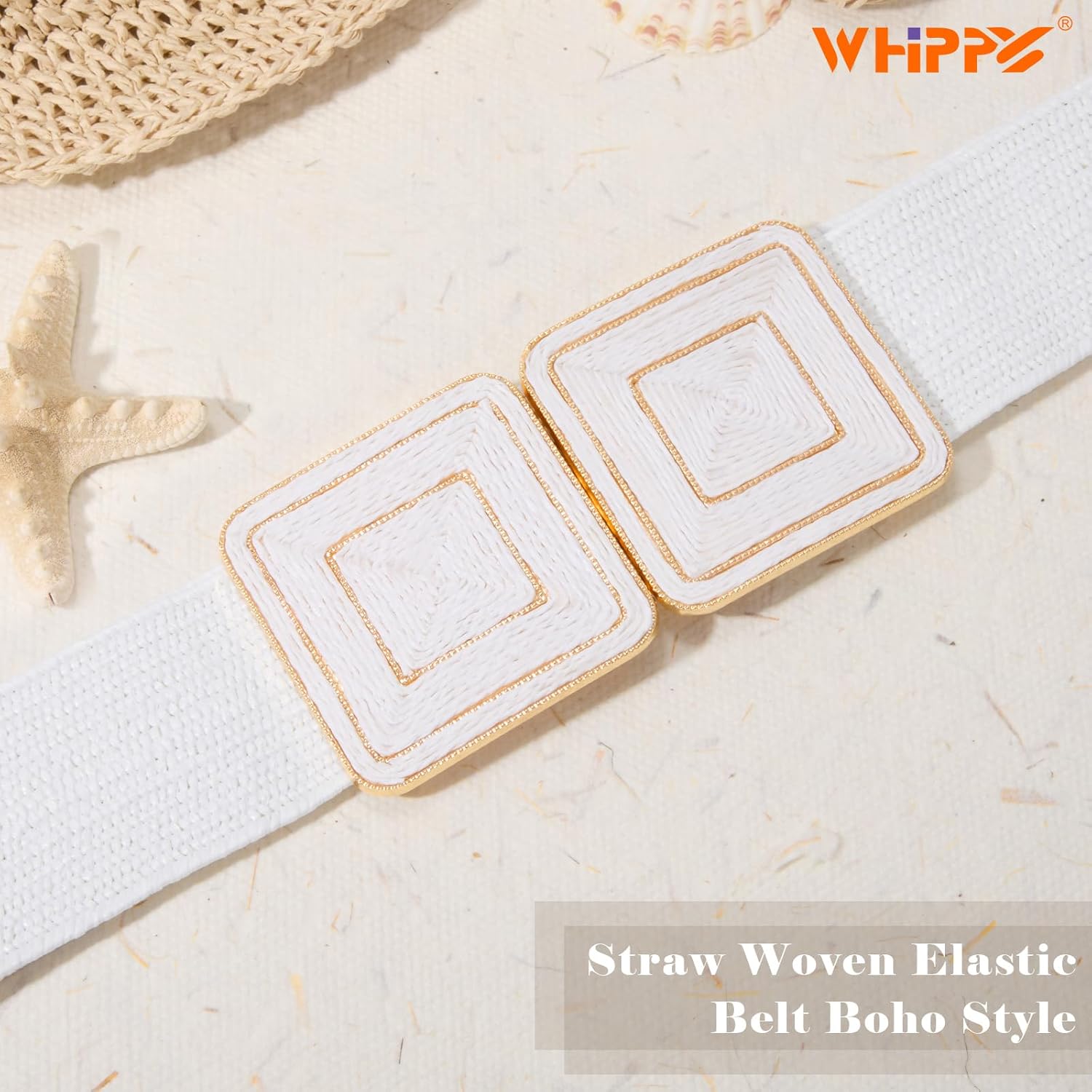 WHIPPY Straw Woven Elastic Belt for Women Fashion Boho Raffia Ladies Belt Braided Wide Stretch Waistband for Dress - Image 3