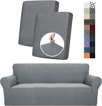 YEMYHOM Couch Cover High Stretch Sofa Covers for 3 Cushion Couch + 2 Pcs XL Backrest or Seat Cover Light Gray