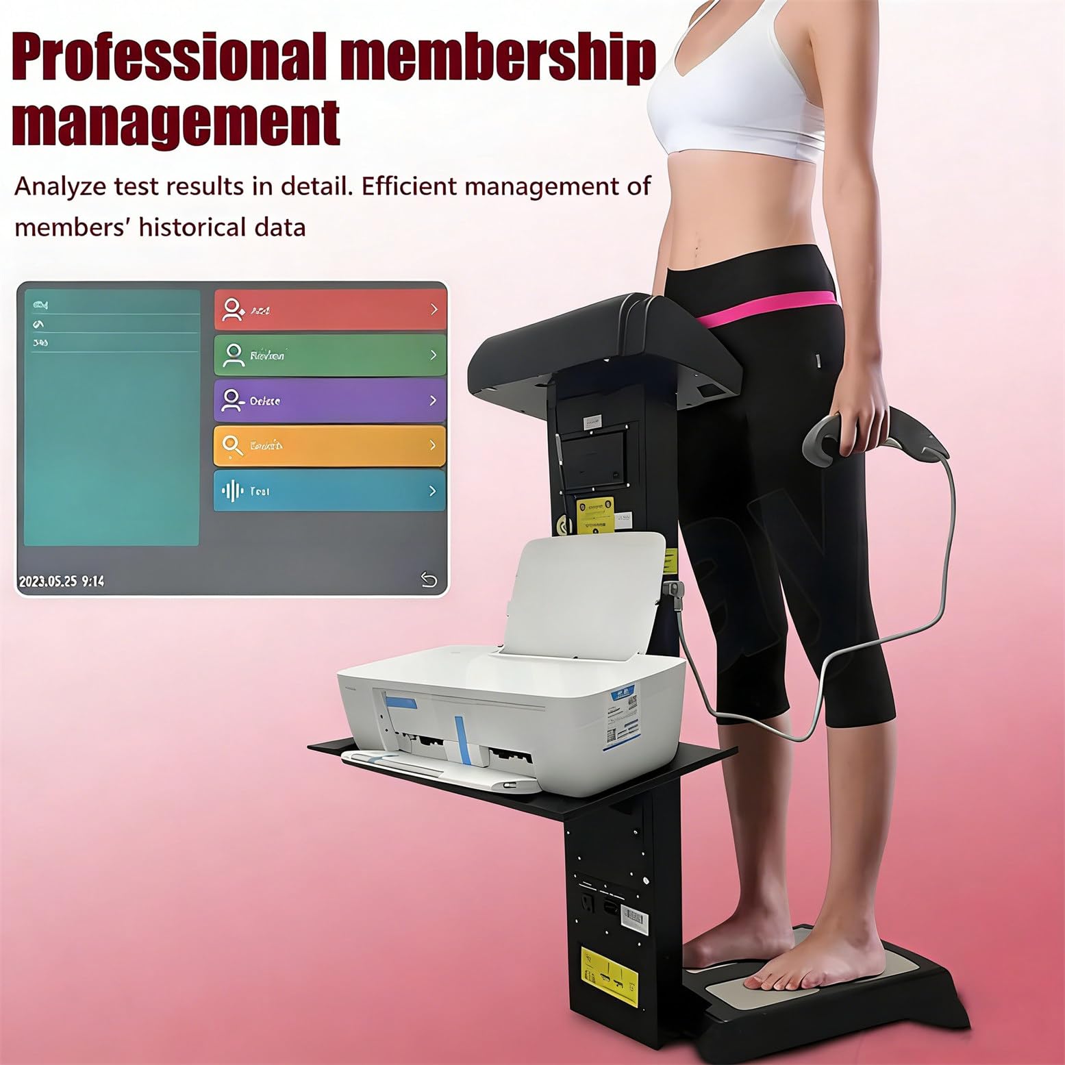 Analizzatore di Composizione corporea Commerciale per Palestra e casa, analizzatore per la Salute del Corpo, impedenza bioelettrica, Stampa Wireless Black