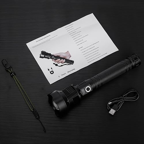 Miniatura 8 de ALSTU Linternas recargables de 990,000 lúmenes, linterna LED súper brillante de alto lúmenes con 5 modos de iluminación, IPX7 impermeable de mano