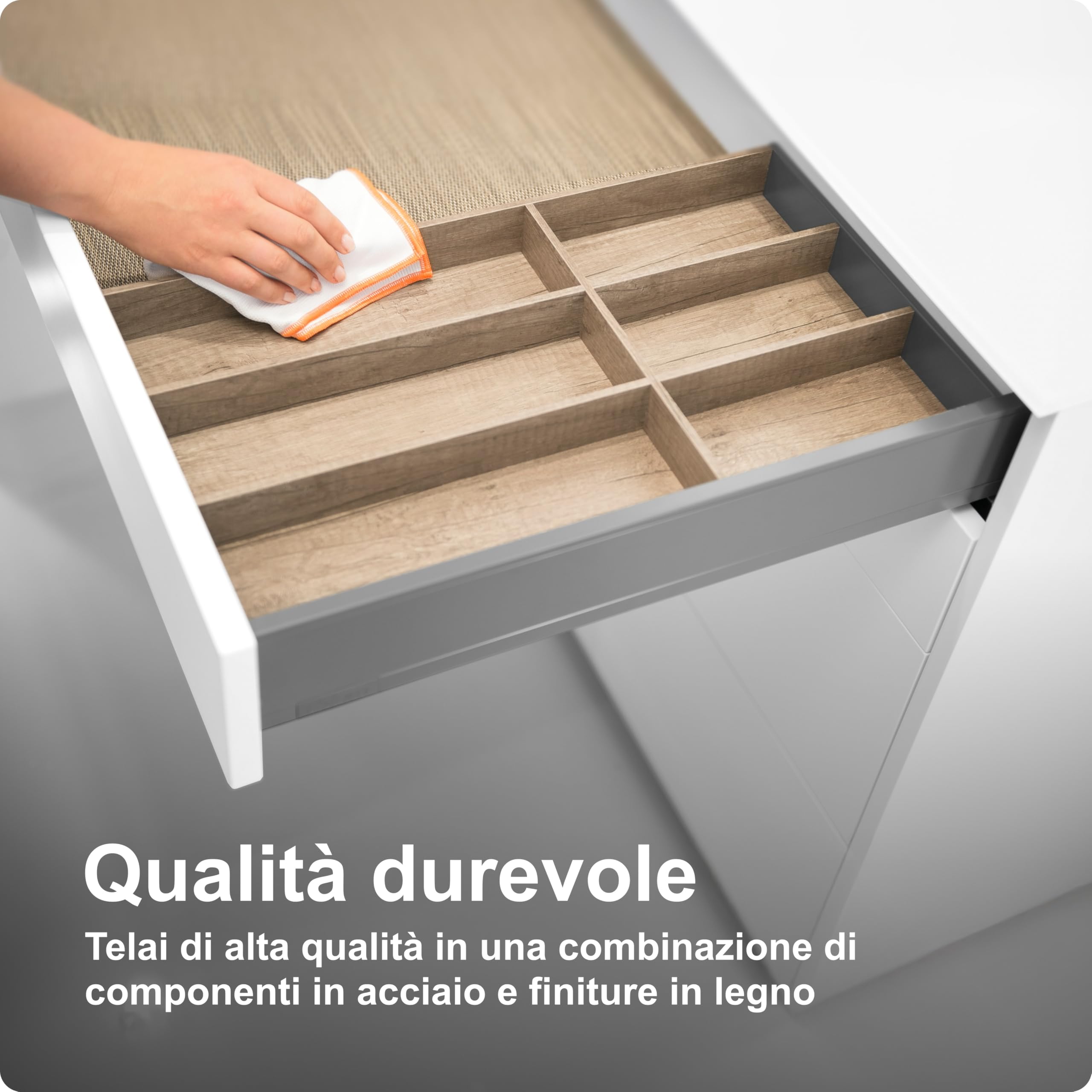 Blum AMBIA-LINE portaposate | organizer cassetto premium per cucine e mobili moderni | protegge, ordina e organizza posate con chiarezza | con piedini antiscivolo | 47 × 30 × 5 cm | Rovere Nebraska