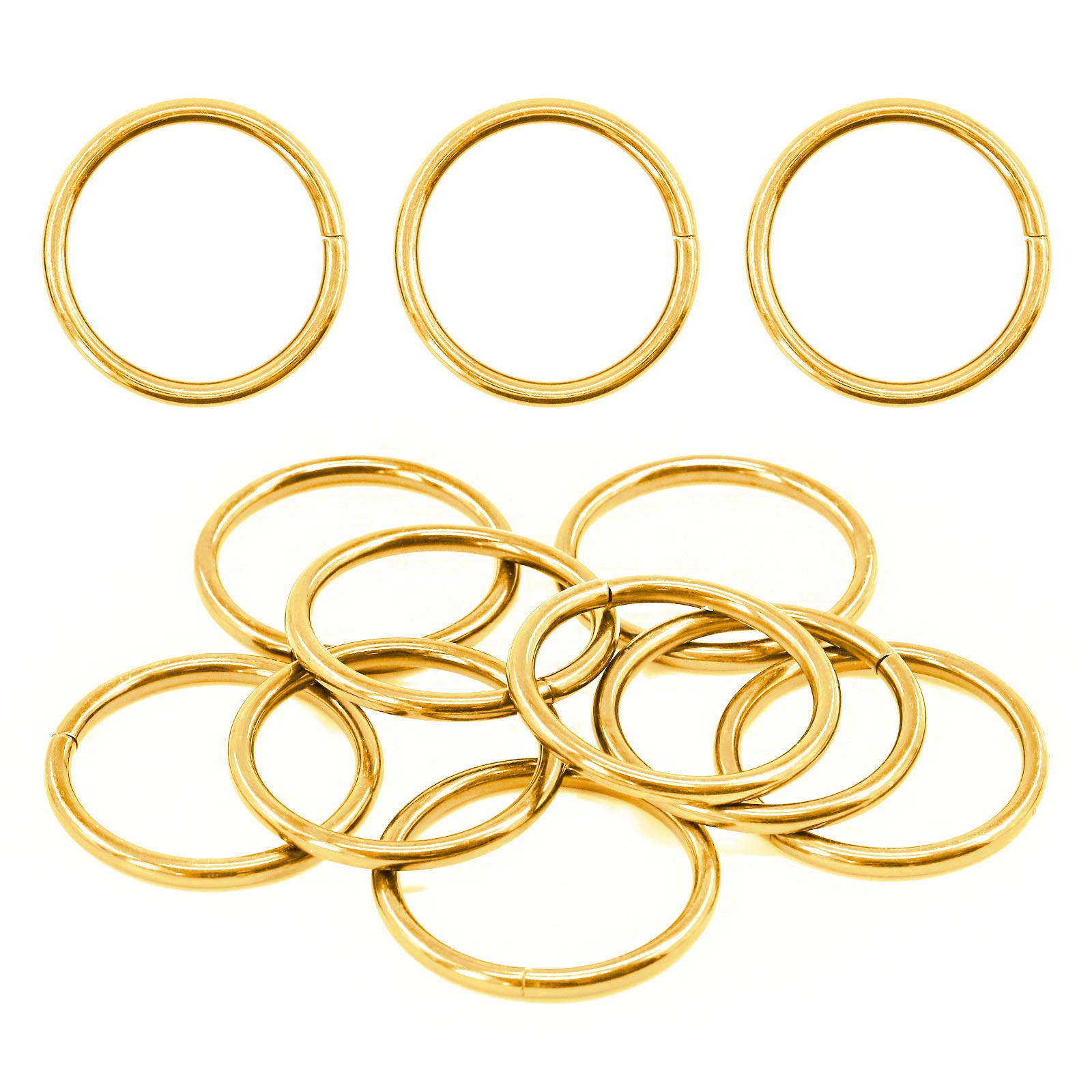 Swpeet 60Pcs Heavy Duty 3/2 Inch - 38mm Gold Multi-Purpose Metal O Ring Metal Rings for Hardware Bags Ring Hand DIY Accessories Keychains Belts and Dog Leas (Gold, 3/2 Inch)