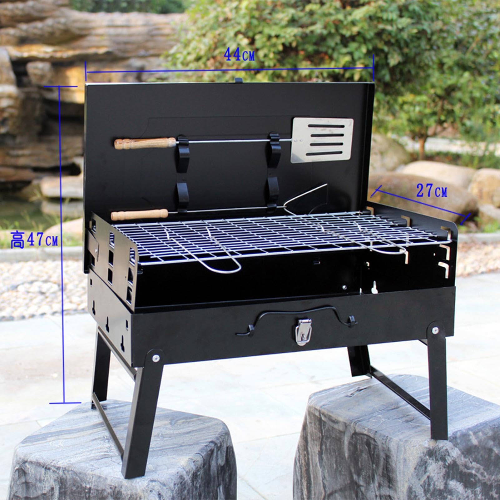 Griglia a carbone pieghevole portatile | Fornello per barbecue da esterno | a scatola | Griglia per barbecue compatta per campeggio, picnic, escursionismo e cucina all'aperto - Griglia a carbone facile