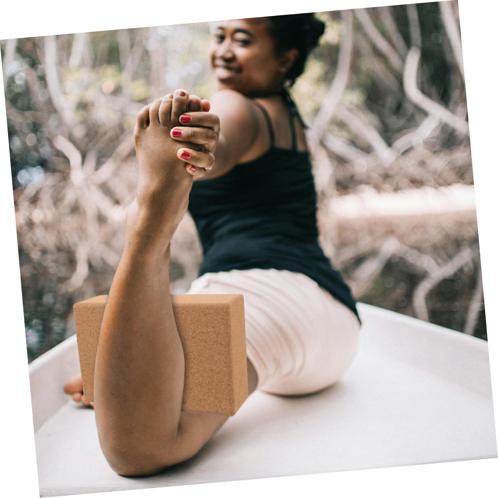 HEMOTON Yoga Liège Densité Accessoire Yoga Portable avec Mandala pour Renforcement Musculaire Flexibilité