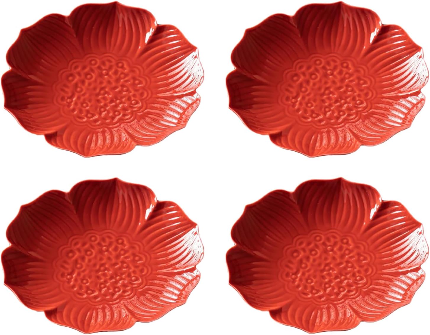 Gaolinci Zen Ceramic Lotus Shaped Appetizer and Dessert Plates (Set of 4)