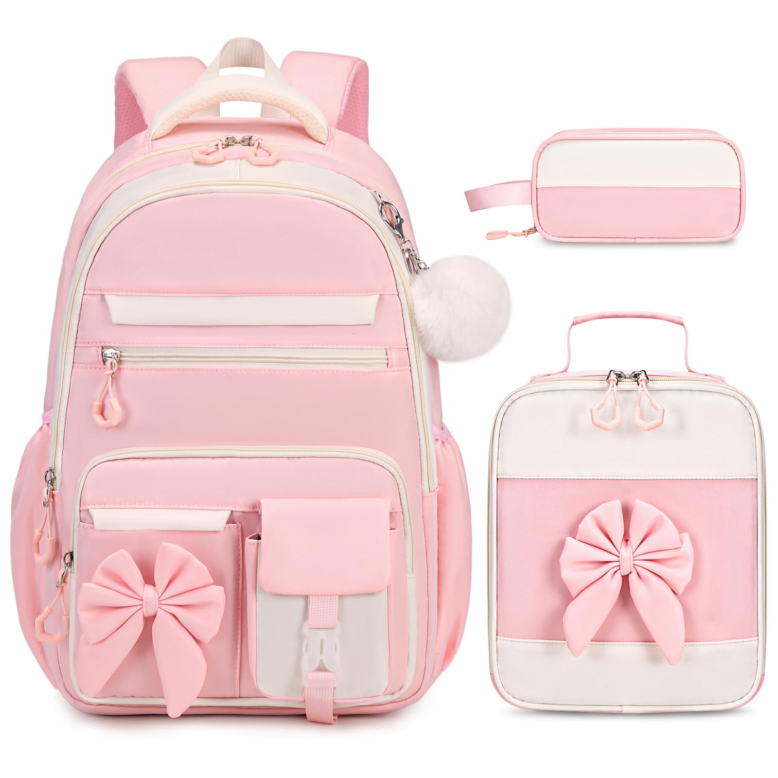 DIGOBAY Backpack for Girls, 3PCS Girls Backpack for School with Lunch Bag Pencil Case, Cute Kids Teens Bookbag for Kindergarten Elementary Preschool
