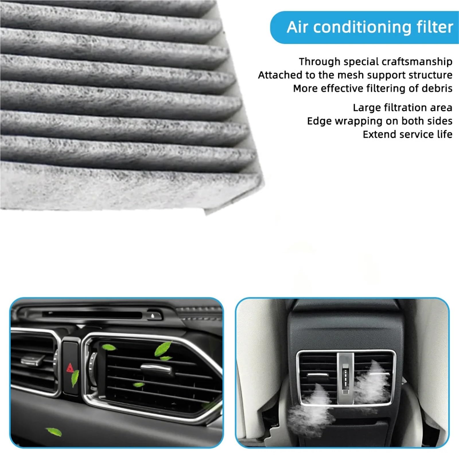 Filtro de habitáculo Filtro de aire de cabina de coche, polen, gases de escape, reemplazo de accesorios, apto para Mazda CX-9 2016-2023 CF12157 871390E040(5pcs)