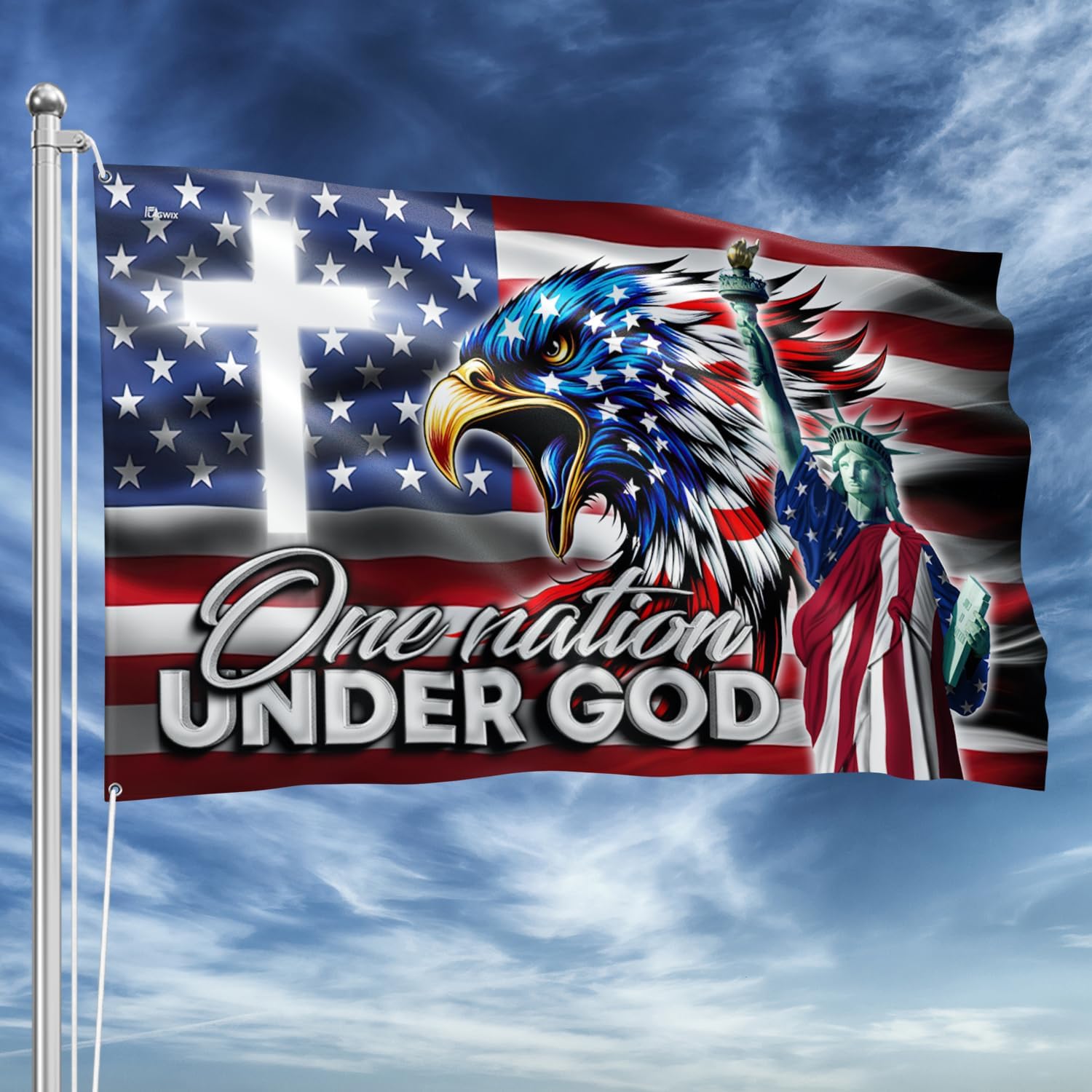 FLAGWIX American Christian Flag - Grommet American Flags for Outside 3x5 ft - Christian Gifts for Women Men, Religious Gifts for Mom Dad, Eagles Flags for Outside Garden Decor, Outdoor Decor for Patio