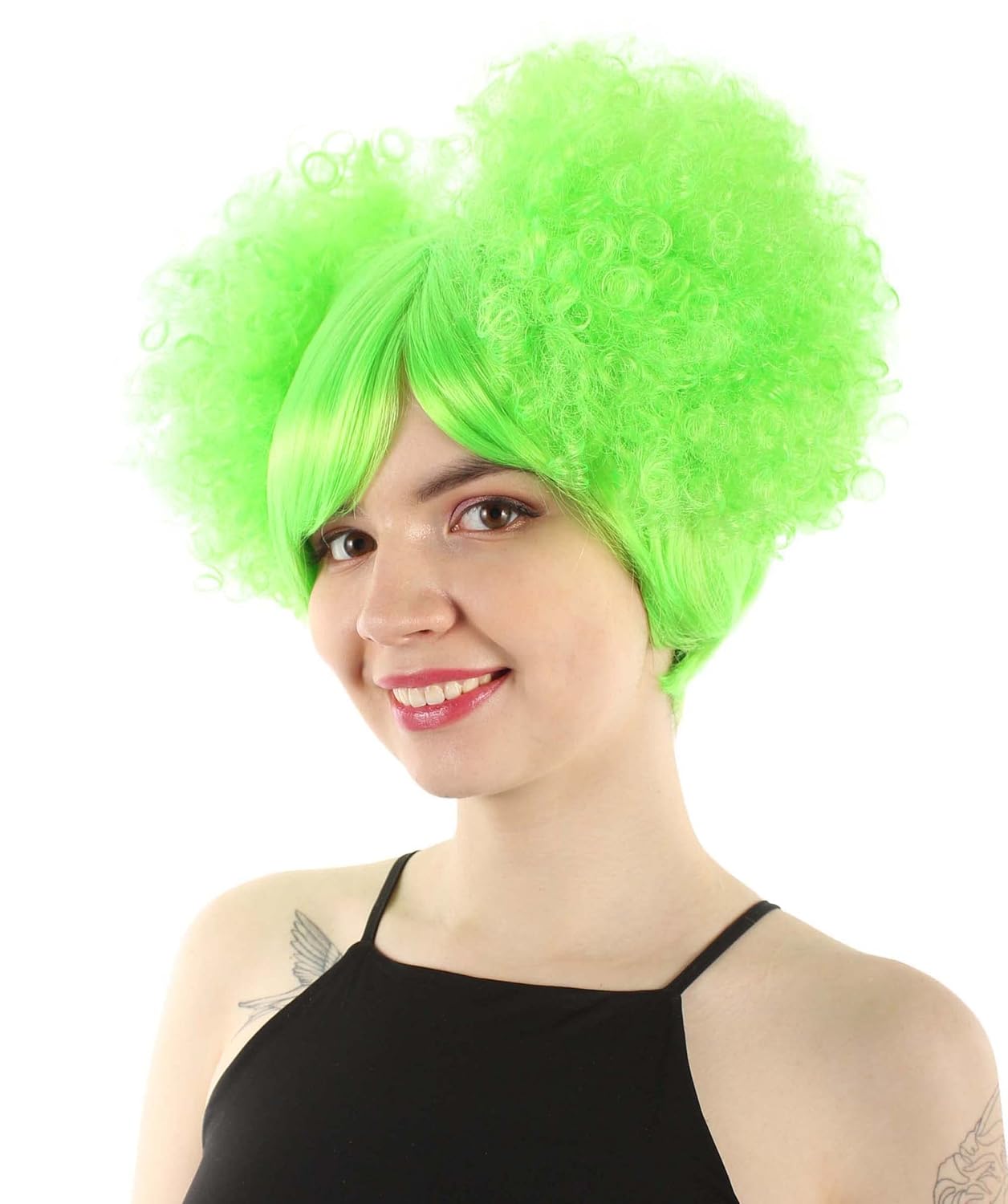HPO Adult Women's Clown Puff Unisex Wig,Light Green Color, Best for Halloween, Flame-retardant Synthetic Fiber