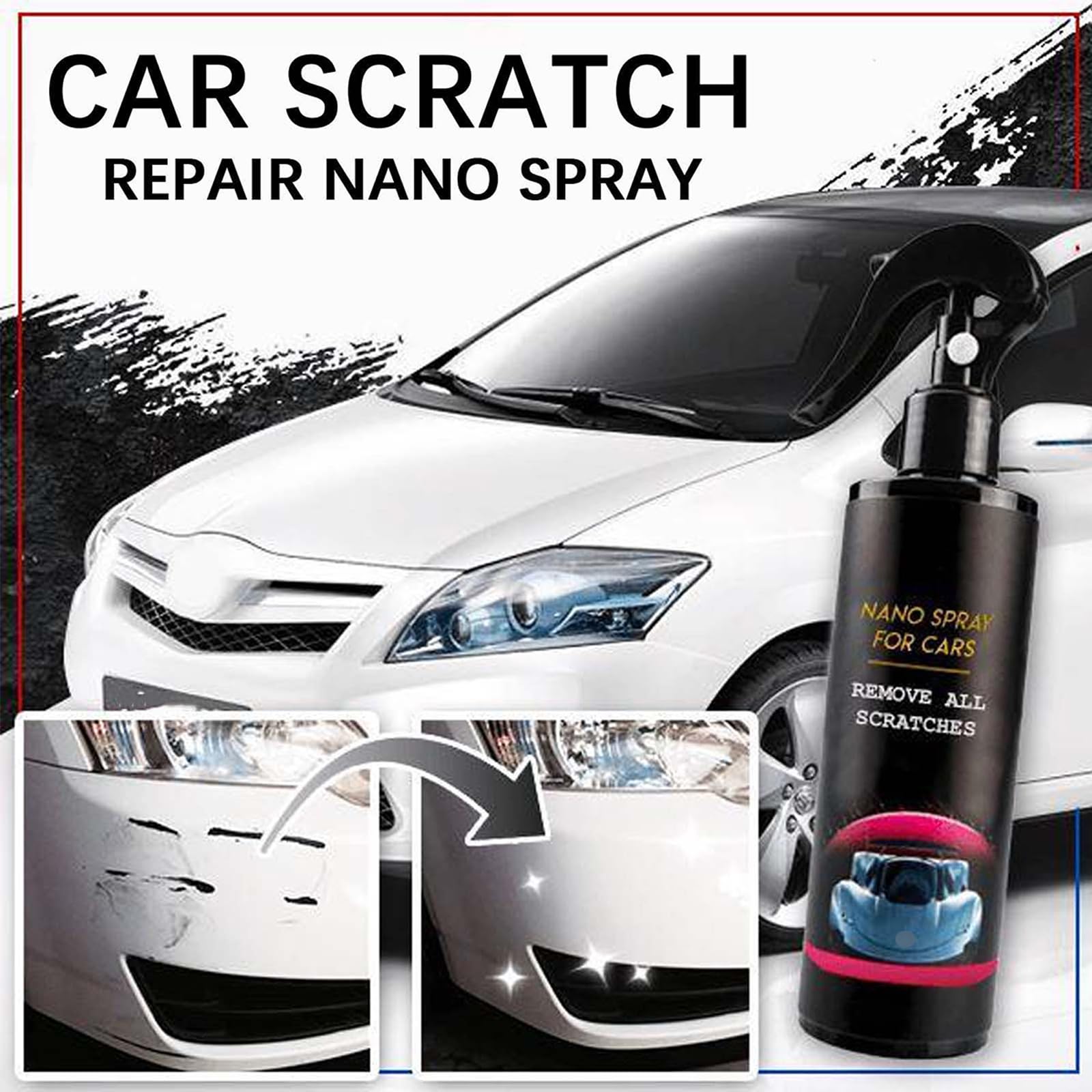Nurafix Spray Anti-Rayures Pour Voiture,Fixapro Rayure Voiture Avec Eponge Et Serviette,Nurafix Spray Nano Anti Rayure Verre Liquide,Verre Liquide Carrosserie,Anti Rayure Voituré Carrosserie (120ml*2) - 4