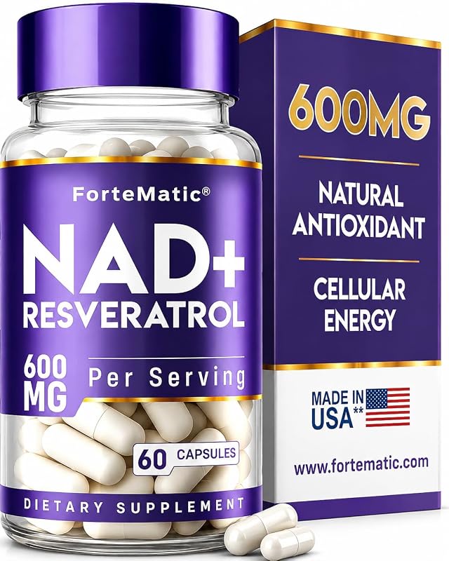 Fortematic Suplemento antioxidante de NAD+ e resveratrol 600 mg, 60 cápsulas