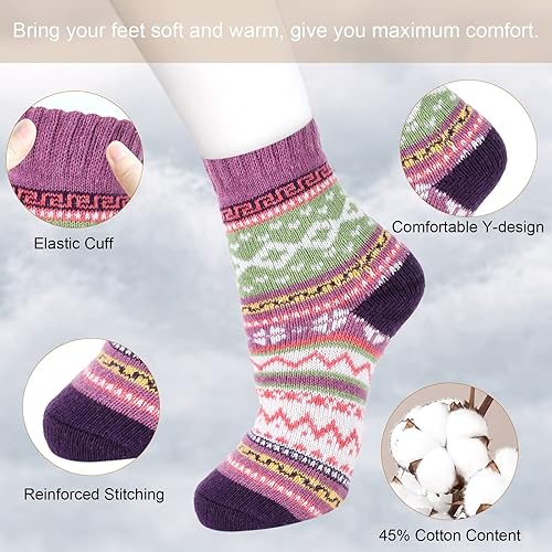 Miniatura 4 de besky Calcetines de lana de invierno para mujer, calcetines de invierno cálidos de punto acogedor para escalada de montaña, esquí y regalos de
