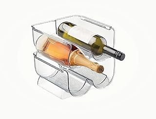 Water Bottle Organizer for Cabinet, Wine Bottle Rack Holder, 2 Tier Stackable Water Bottle Storage Rack and Drink Organizer Stand for Refrigerator, Kitchen