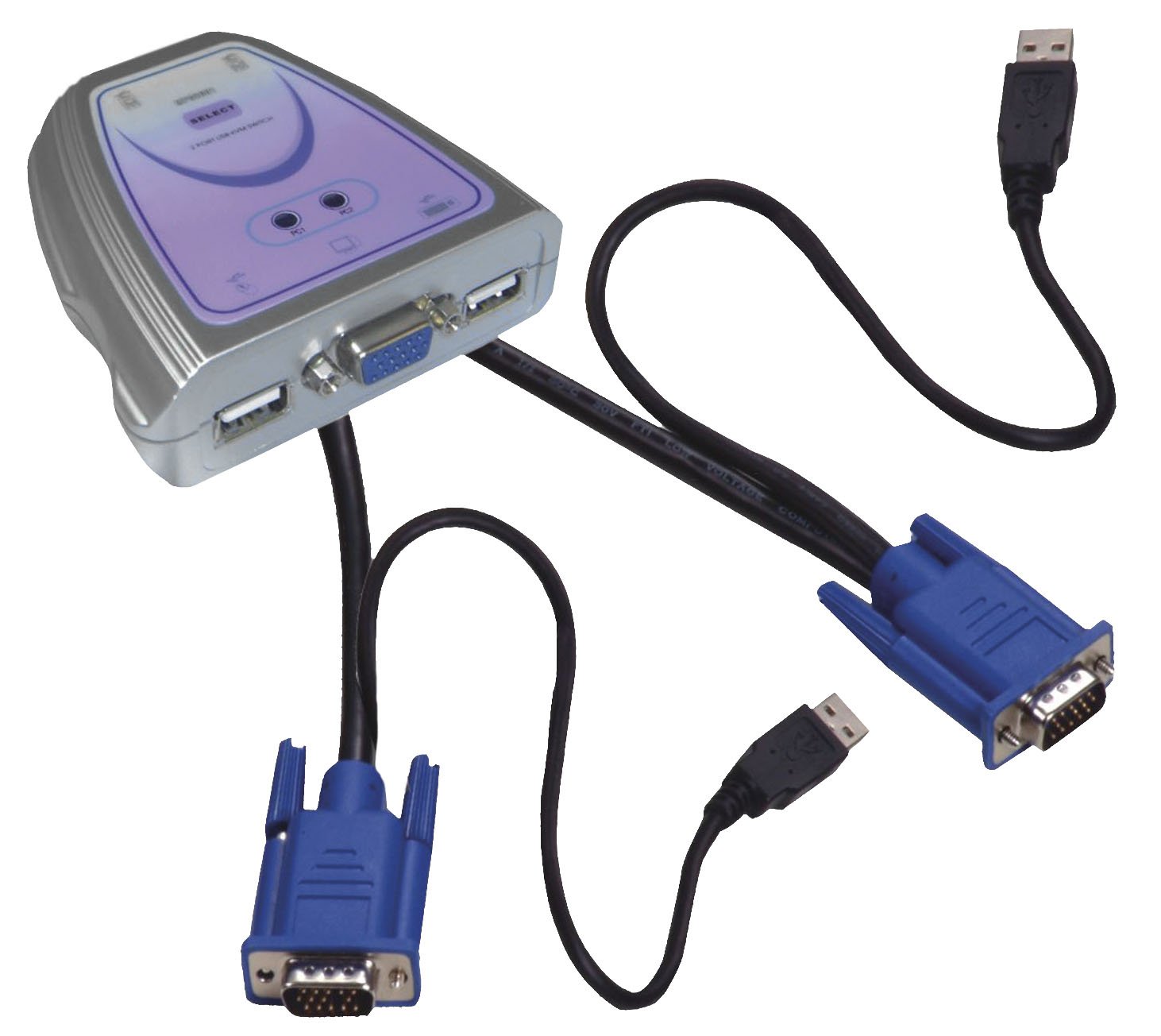 Dexlan Mini Switch KVM 2 ports avec cordons intégrés VGA/USB