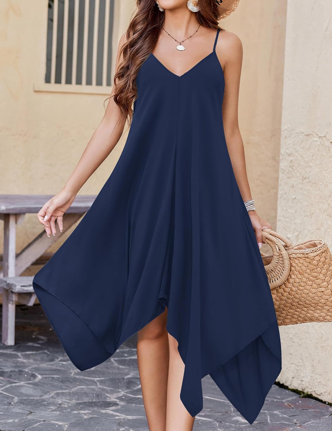 Chigant Women's 2026 Summer Dress Casual Boho Sundress Spaghetti Strap Swimwear Cover Up Beach Flowy Midi Vacation Dresses