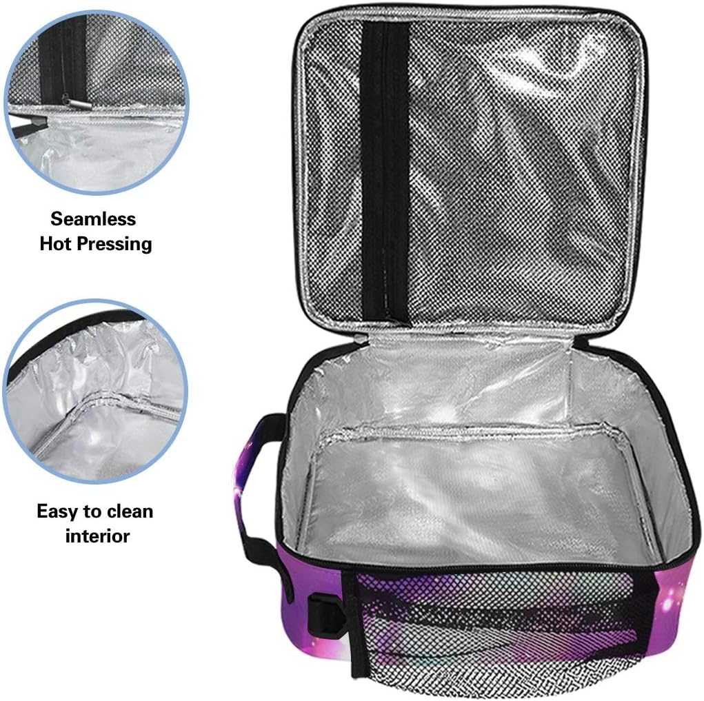 ALAZA Girls Unicorn Lunch Bags Galaxy Horse Cool Large Insulated Lunch Box Tote Bag Cold Thermal Freezable Shoulder Strap for Kids Teen School Work - Image 4