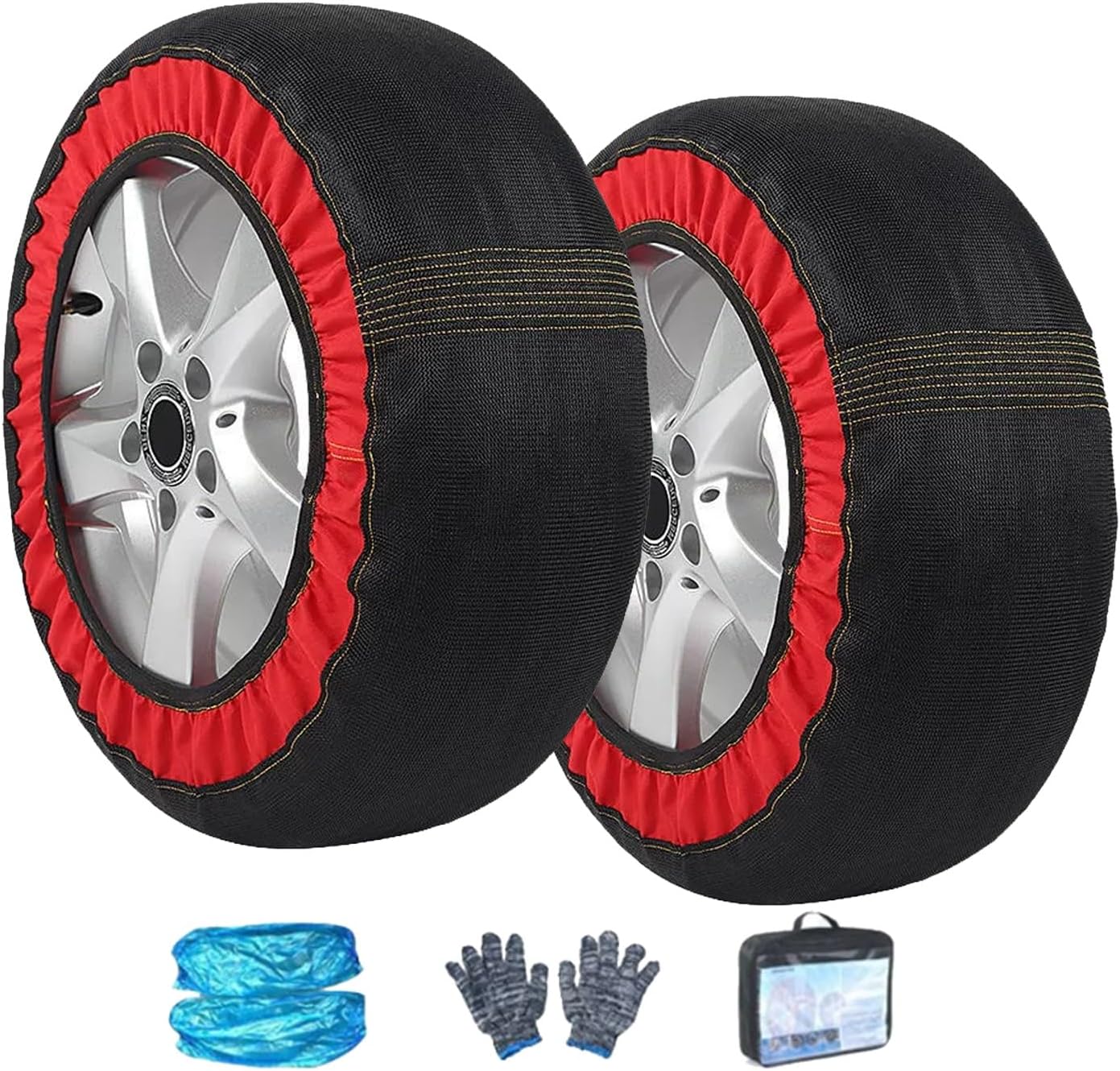 Snow Socks For Tires,Tire Socks,Universal Tire Chains,For Light Truck, Suv, Cars, Pickups, Fit Tire Width 185-295mm,2 Pack Anti-Slip(265/40R19)