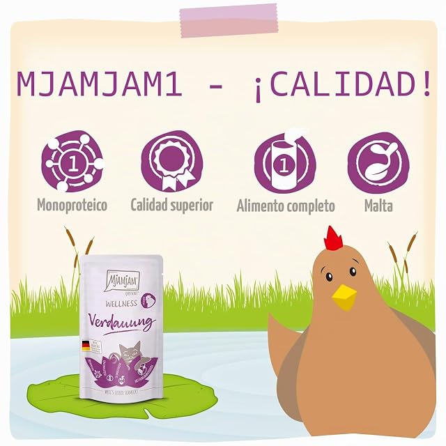 Foto 4 de 6 de MjAMjAM - Comida húmeda para Gatos - Wellness - Digestión - Pollo, Pack de 12 (12 x 125g), sin Cereales