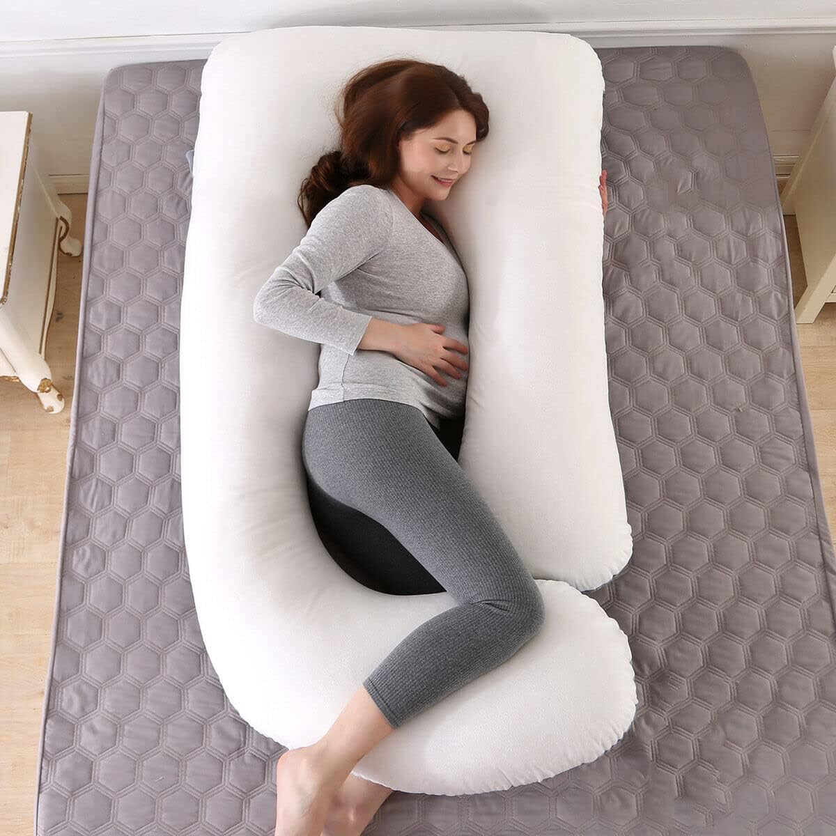 ShowyLive Pregnancy Pillow C Shaped Full Body Pillow for Maternity Support Pregnant Women Sleeping Pillow with Velvet Cover for Pregnant Women