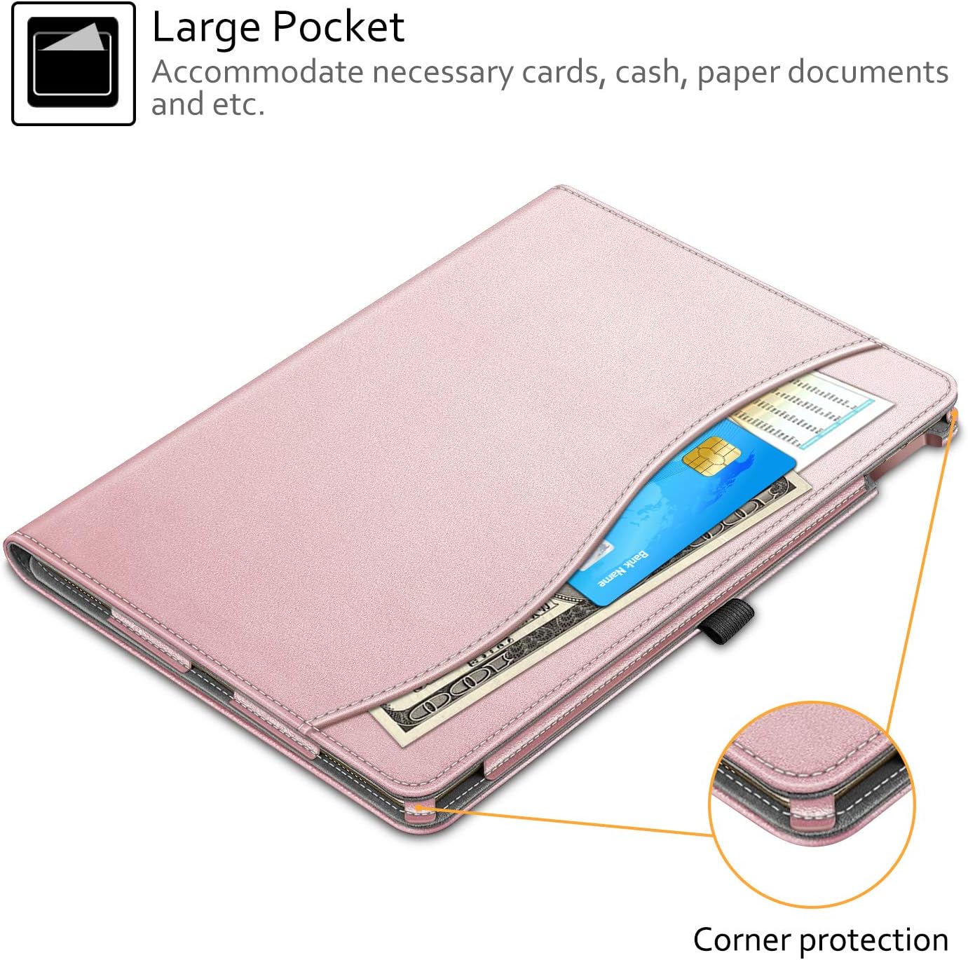 Up To 40% OFF Fintie Case for iPad Pro 12.9-inch 2017/2015 (Old Model, 2nd & 1st Generation) - [Corner Protection] Multi-Angle Folio Stand Cover with Pencil Holder & Pocket, Auto Wake/Sleep, Rose Gold