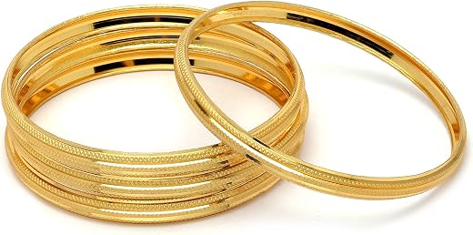 ZENEME Set Of 4 Gold-Plated Traditional Dual Toned Gold &amp; Silver Handcrafted Classic Bangles For Girls and Women
