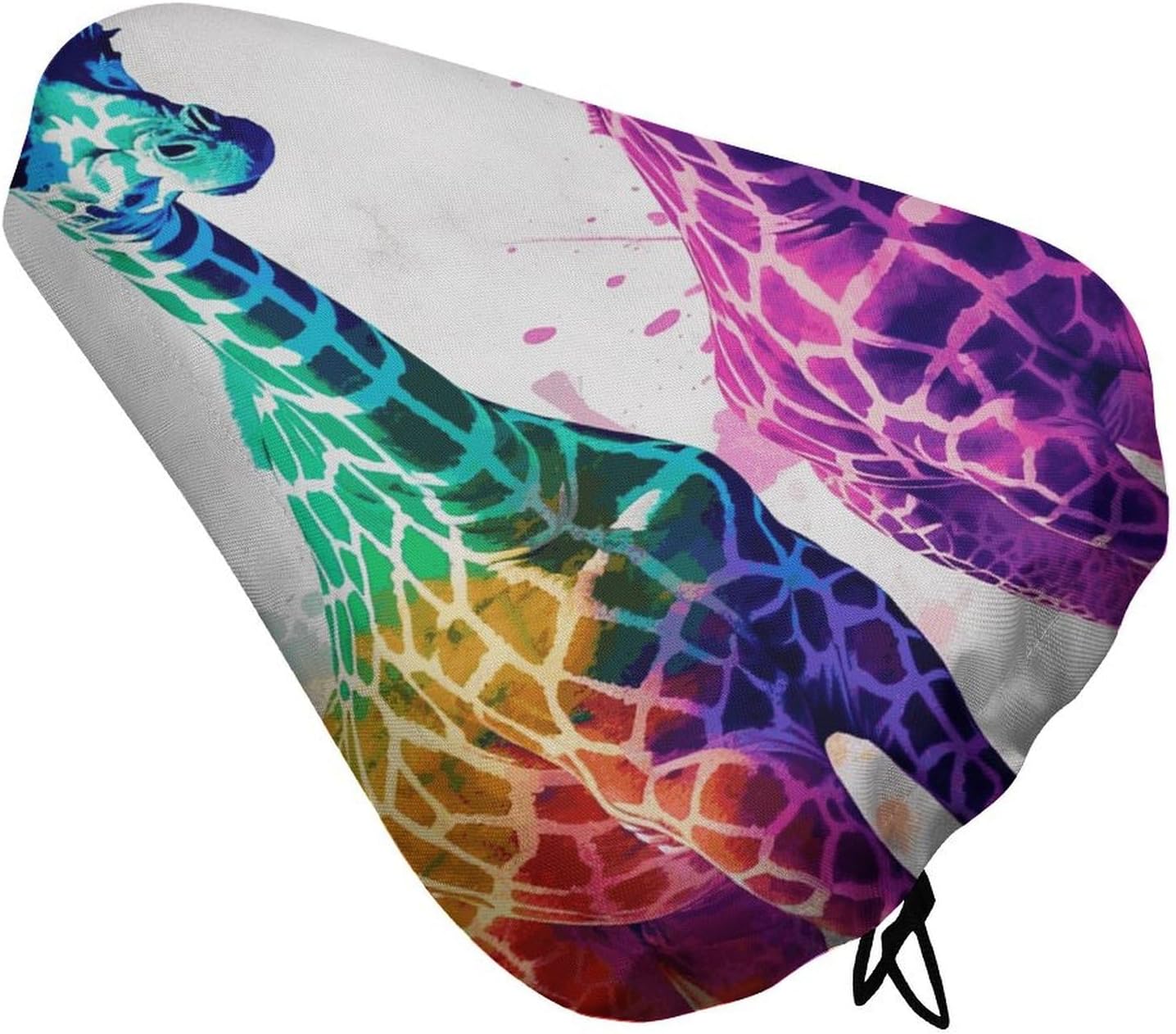 Two Giraffes Bike Seat Cushion Waterproof Road Bike Seat Cover for Women Men Comfort Bicycle Seat Rain Cover with Drawstring Padded Mountain Bikes Saddle Fit for Exercise Stationary Bikes