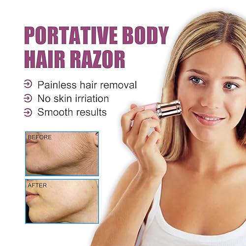 Miniatura 2 de Removedor de vello facial para mujeres, maquinilla de afeitar facial eléctrica color blancooro rosa para mujeres para eliminación instantánea y