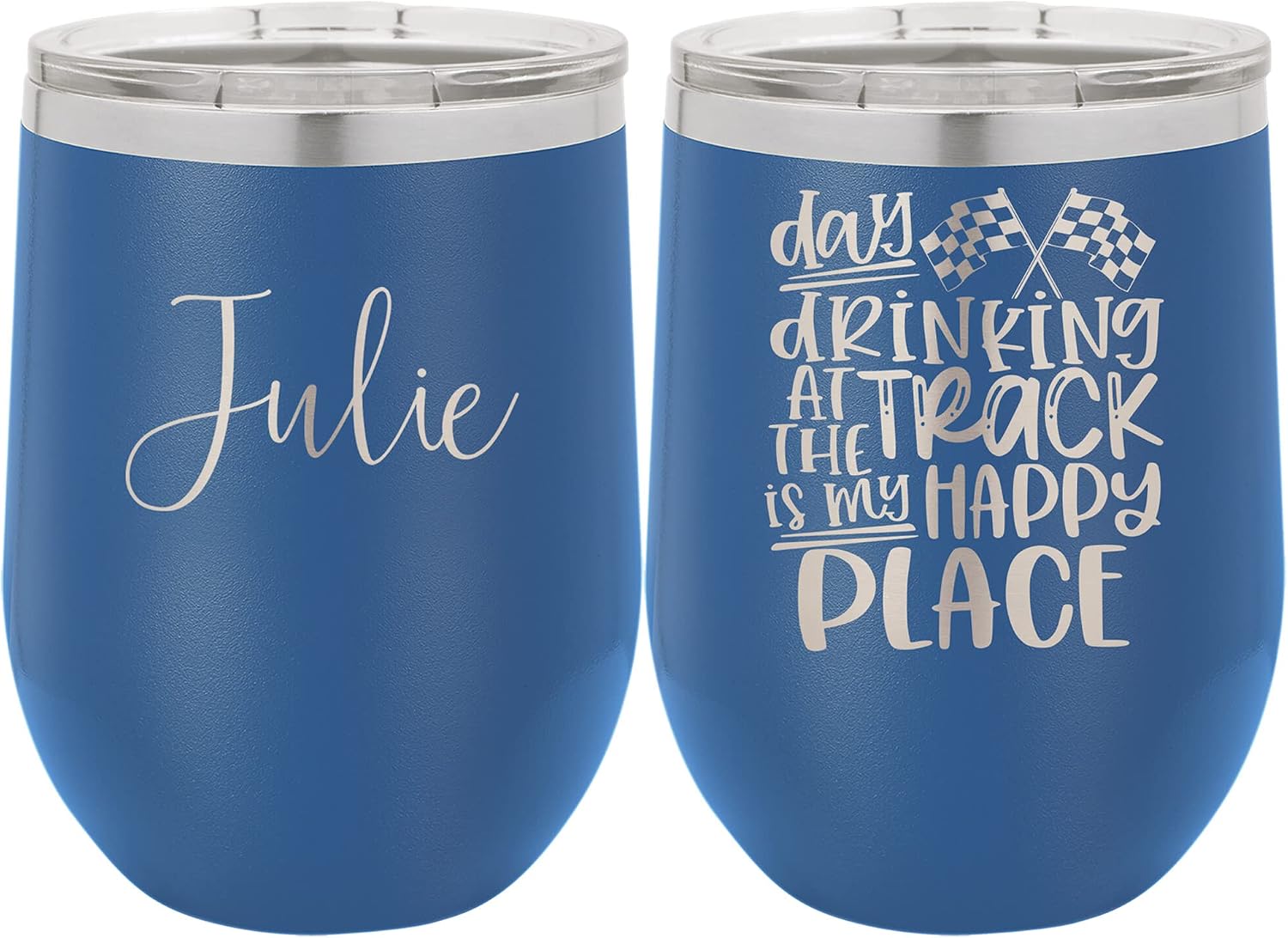 Personalized Vacation 12 oz Wine Tumbler, Day Drinking Racing, Racing Weekend, Car Show Vacation, Friends Trip to Race Show, Laser Engraved, Vacuum Insulated, Stainless Steel, Includes Lid