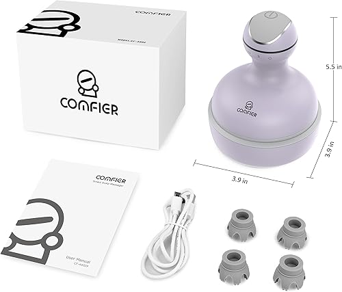 Miniatura 9 de COMFIER Masajeador eléctrico del cuero cabelludo con vibración de múltiples modos, rascador de cabeza portátil de mano para el crecimiento del