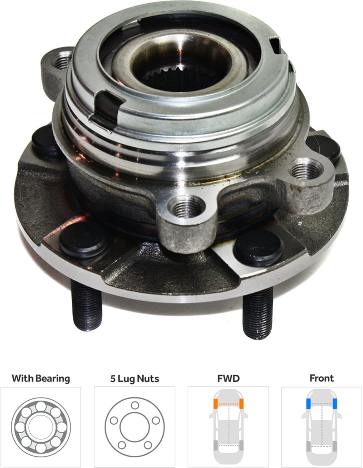 Garage-Pro Front 2-Wheel Set Wheel Hub Bearing Assembly Replacement for Nissan Altima 2007-2018 Pathfinder 2013-2020 Maxima 2009-2019 Driver & Passenger Side With 32 Spline Teeth 5 Lugs