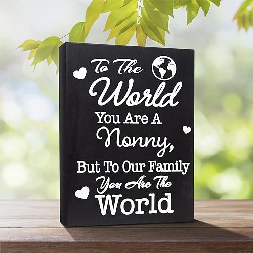 Miniatura 5 de JennyGems Nonny Gifts - Cartel de madera con texto en inglés To the World You Are a Nonny To Our Family You Are the World, regalo para Nonny,