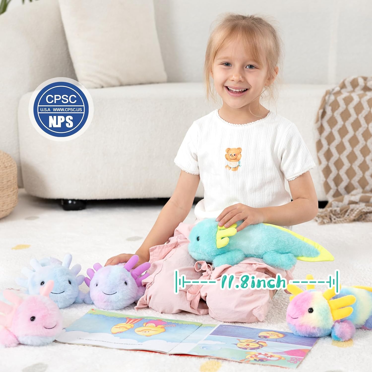 MaoGoLan 6 Pack Axolotl Plush Glow in The Dark Stuffed Animals in Bulk, 12'' Axolotl Plush Toys Cute Stuffed Salamander Set Gifts for Girls Kids Valentine's Day Easter Christmas