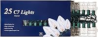 Vista 5 de Creative Hobbies Cadena de luces navideñas de 25 pies con bombillas incandescentes C7 transparentes – Luces clásicas de decoración navideña