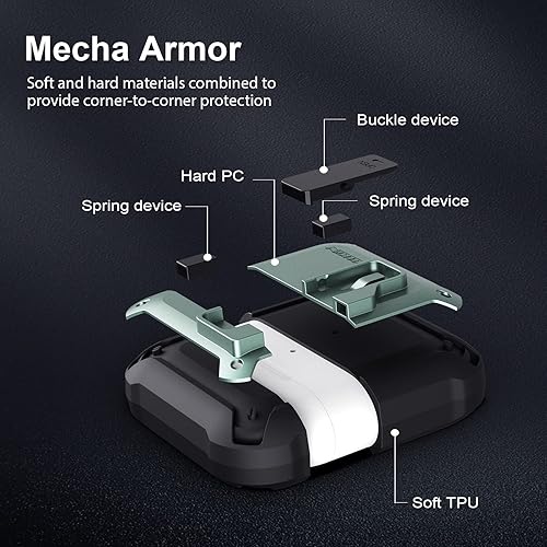 Miniatura 4 de Nillkin Funda para Airpods 3 con bloqueo magnético seguro, funda protectora para Airpods 3 con llavero de metal, cuerpo completo a prueba de golpes