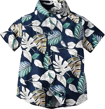 Boys Floral Shirt Toddler Button Down Hawaiian Flower Shirts | cotton,short sleeve,button up,kids hawaiian shirts,boys easter shirt,toddler spring shirt