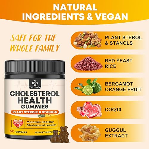 Miniatura 3 de Gomitas de suplementos de colesterol sin azúcar, apoyan niveles saludables de colesterol con 1200 mg de esteroles vegetales y estanoles, extracto de