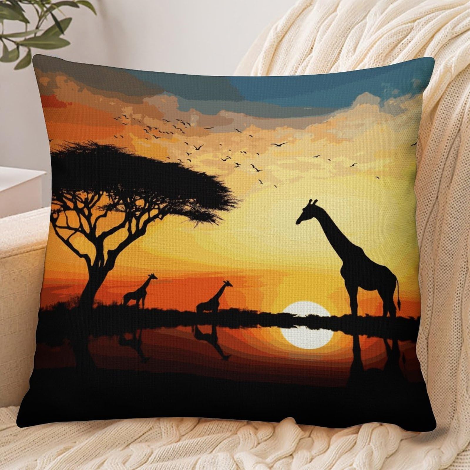 Fekiloot Style Giraffe Sunset Pillowcase Pillow Sham Pillow Case