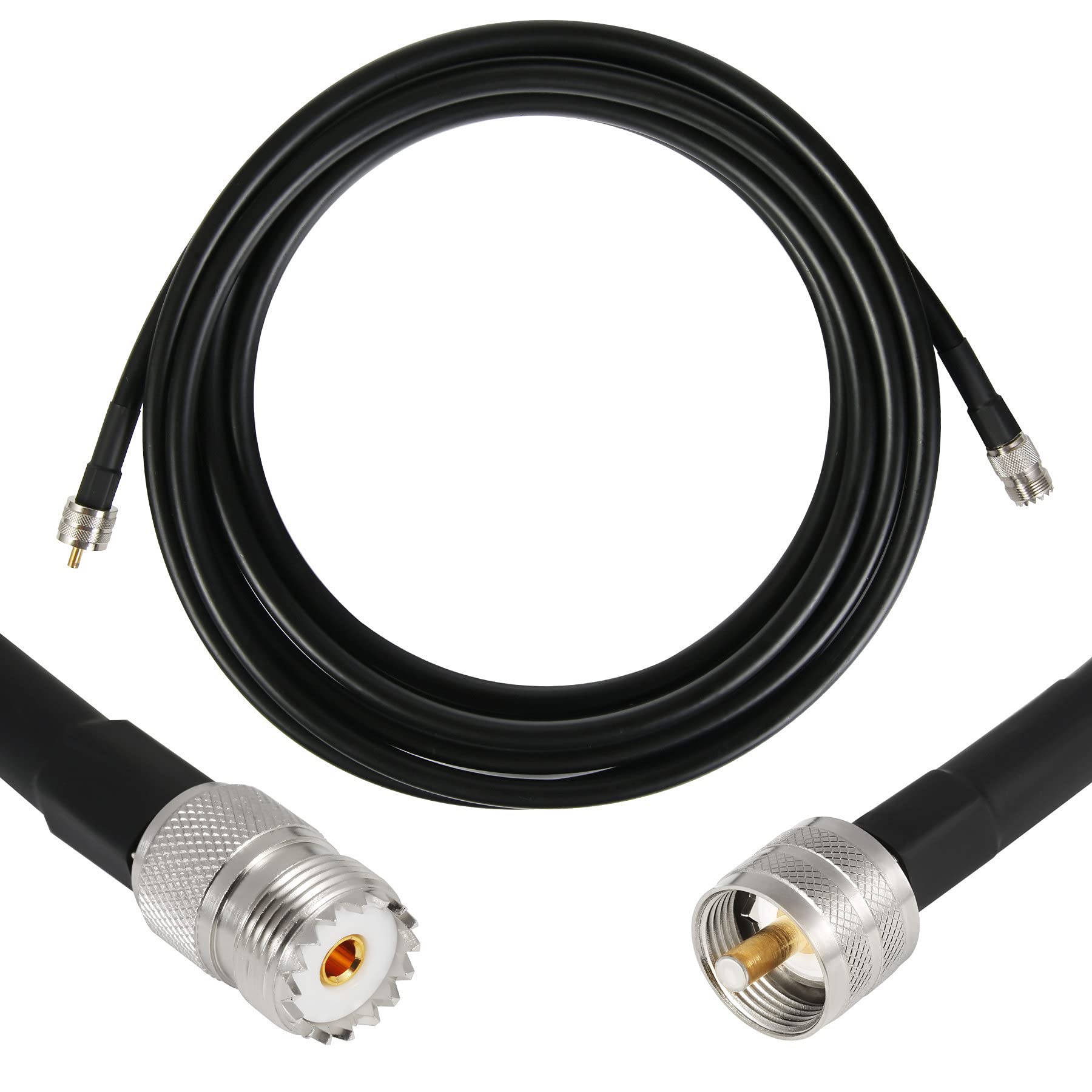 Buy 25 ft PL259 (UHF) Male to SO239 Female Coax Cable (50 Ohm), WIZACE