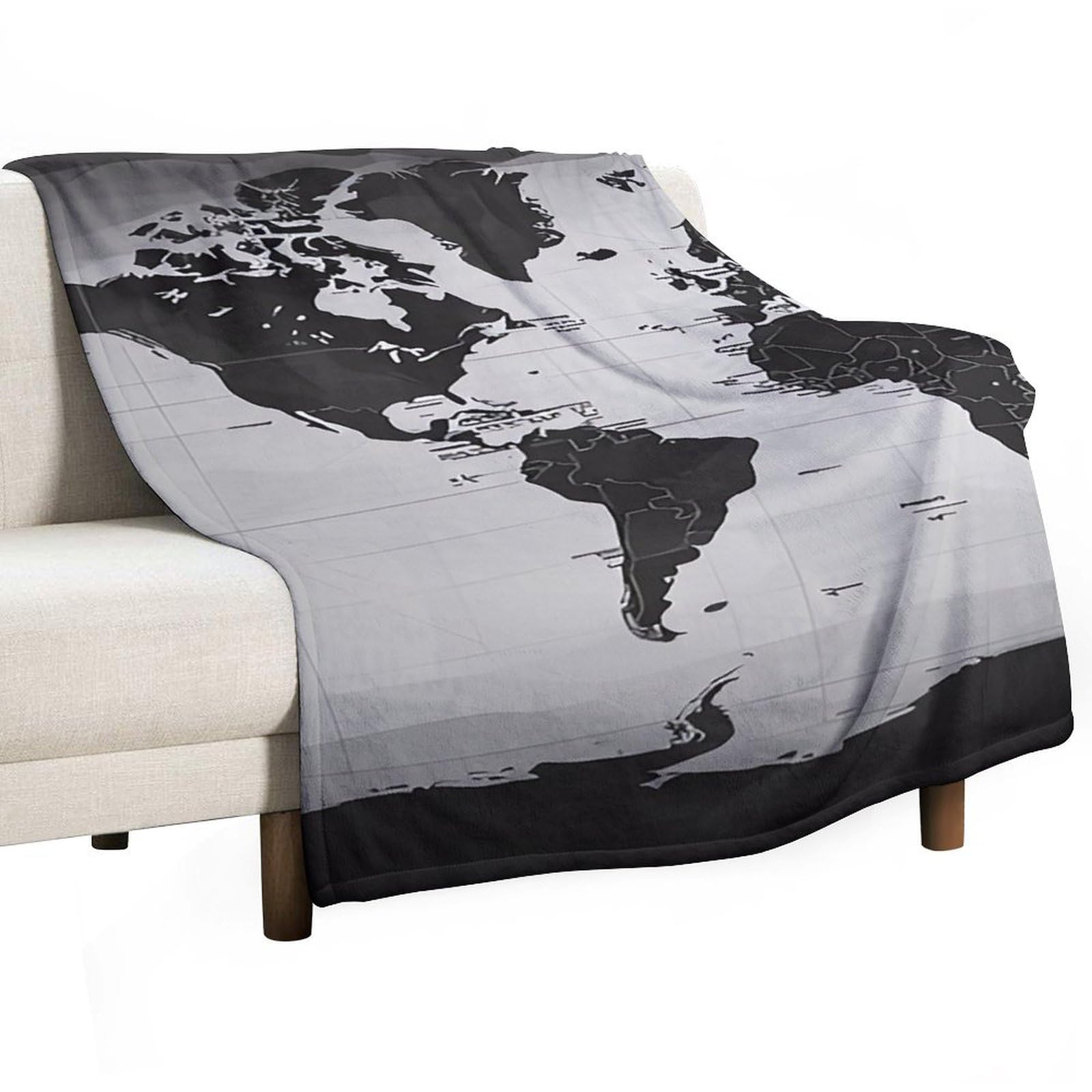 Couverture flanelle douce imprimé mappemonde, le cadeau idéal pour passionnés de voyage