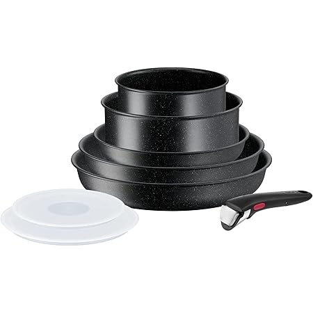 T-fal Ingenio XL Force Batteria da cucina 5 pezzi con manico rimovibile, antiaderente Titanium 2X, tecnologia termo-segnale e base di diffusione, L1589502