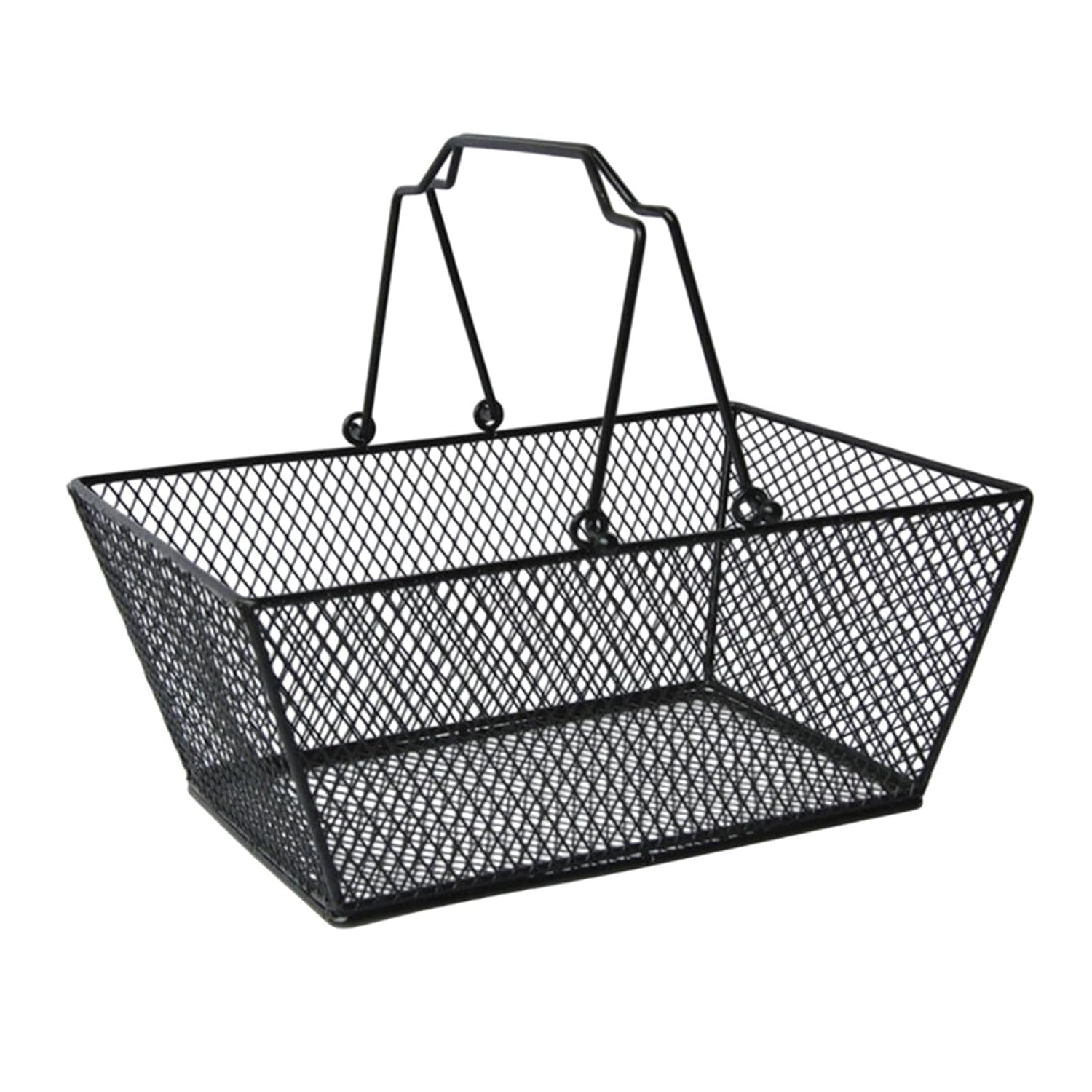 Wire Shopping Basket with Handles Metal Wear Resistant Portable Storage for Supermarket Retail Store Grocery